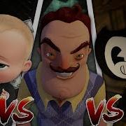 Minecraft Boss Baby Vs Hello Neighbor Vs Bendy And The Ink Machine